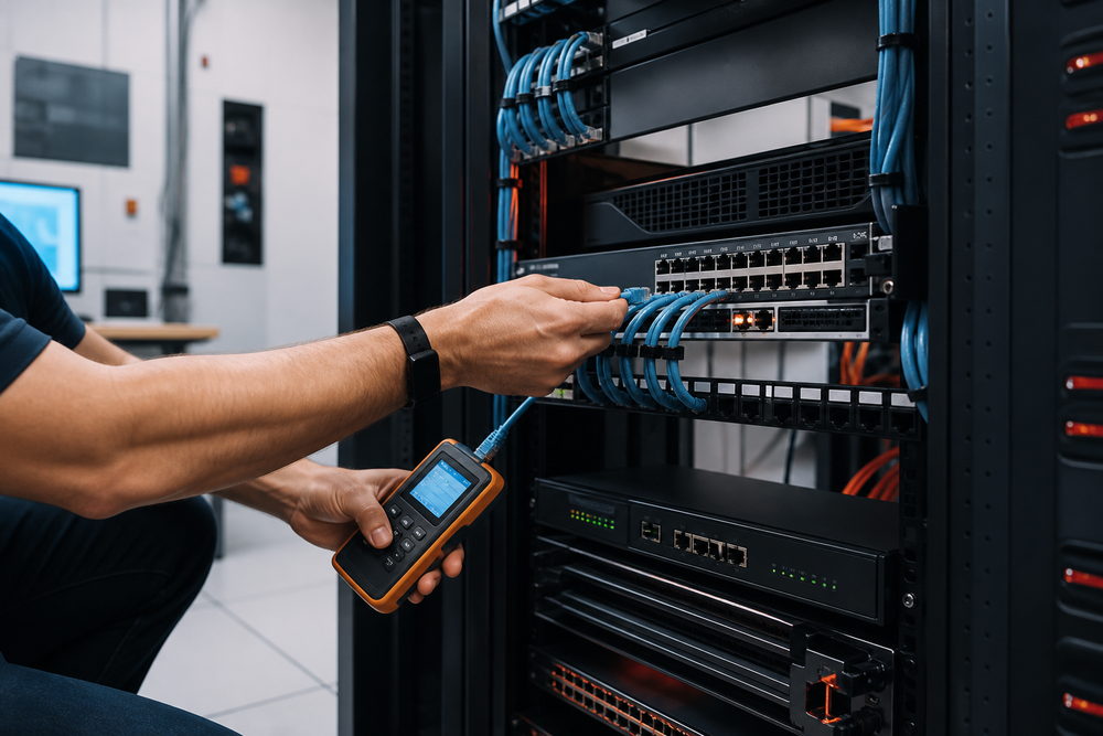 Δικτυακή υποδομή σε rack, με δομημένη καλωδίωση